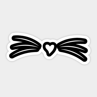 Cat Funny Face With Heart Design And Whiskers Sticker